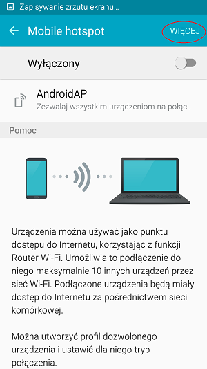 W prawym górnym rogu wybieramy opcję „Więcej”