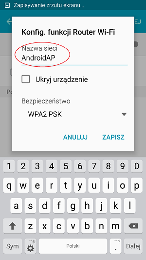 W pozycji „Nazwa sieci” wprowadzamy dowolną nazwę