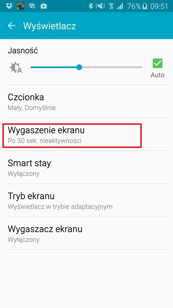 Następnie proszę wejść w Wygaszenie ekranu