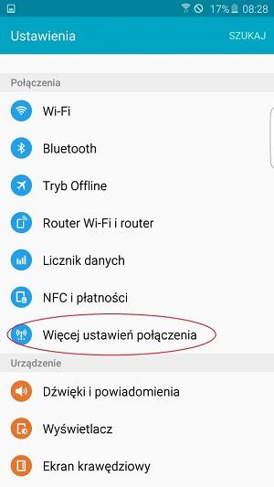 Odnajdujemy pozycję „Więcej ustawień połączenia”