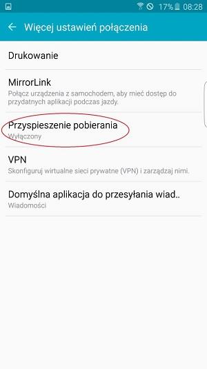 Wciskamy „Przyspieszenie pobierania”