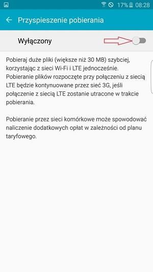 Aktywujemy funkcję, przeciągając suwak w prawo