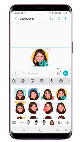 Na klawiaturze Samsung dotknij ikonę „Emoji”