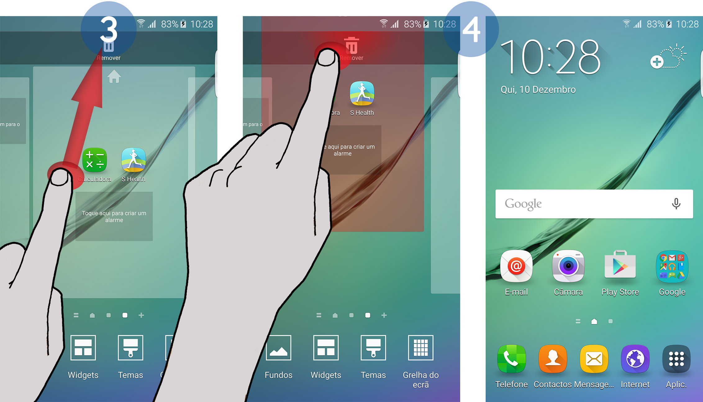 Galaxy S6 Edge Como remover um painel do ecrã Principal?