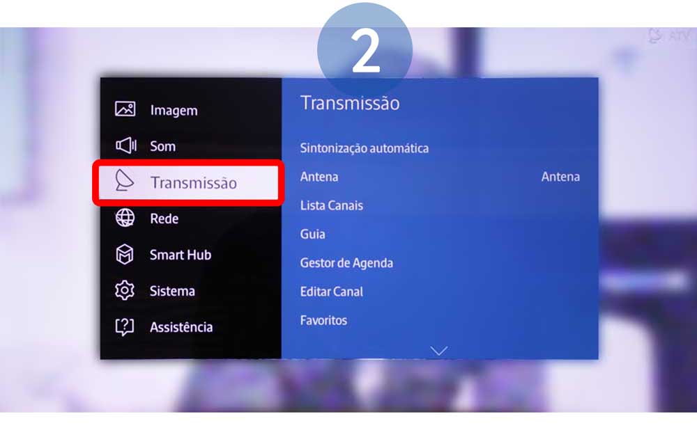 Percorra o Menu e selecione Transmissão