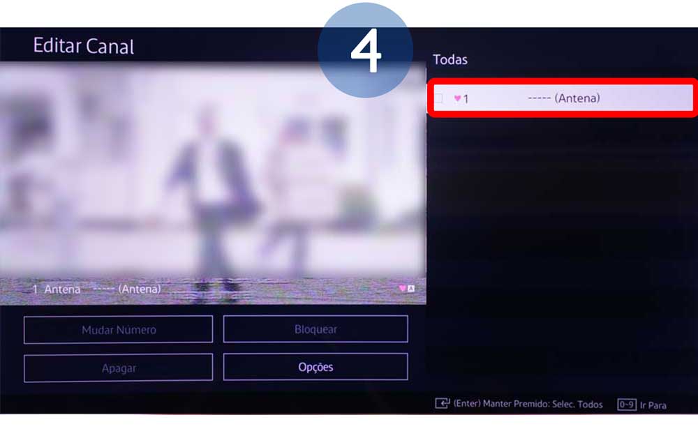 Selecione o canal que pretende alterar o nome
