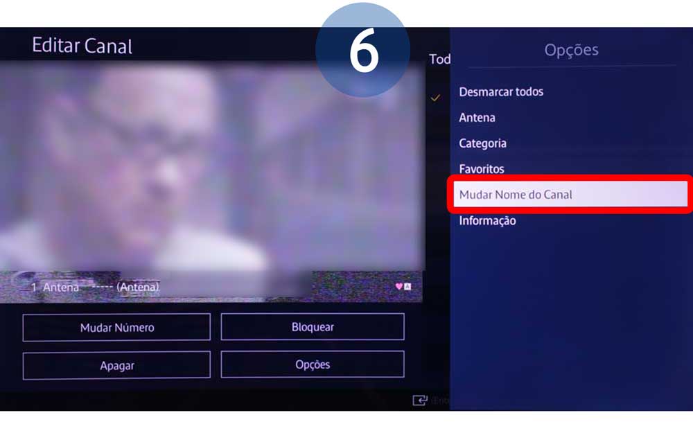 Selecione Mudar Nome do Canal
