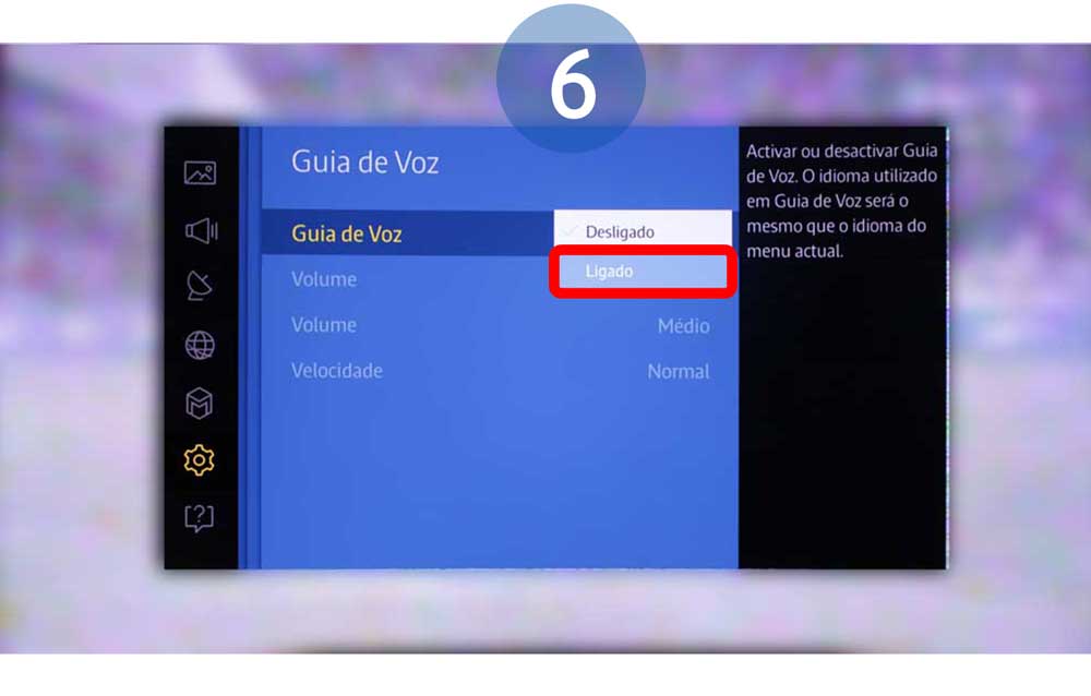 Selecione Ligado