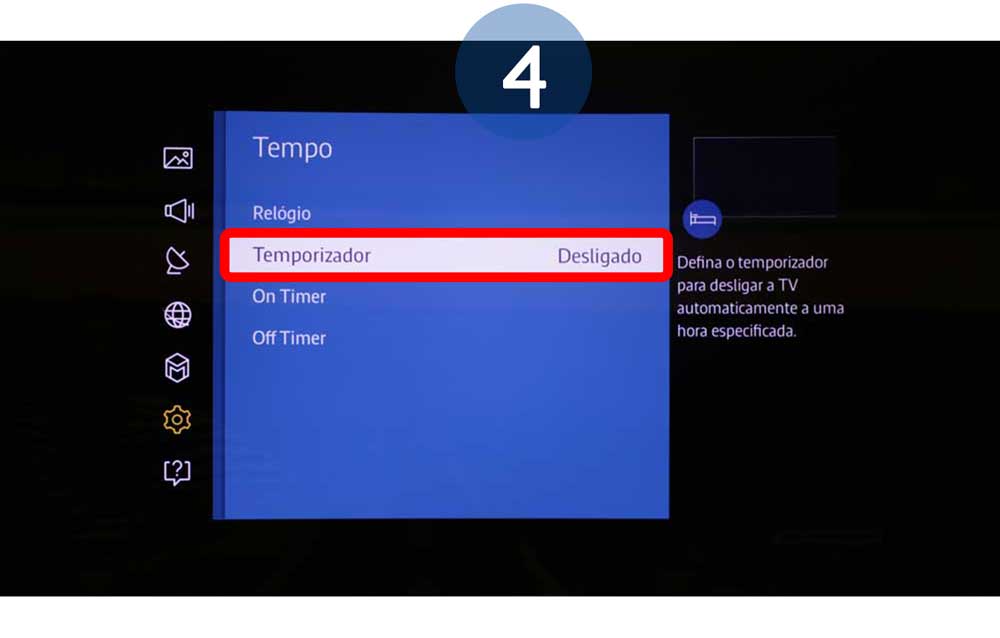 Percorra e selecione Temporizador