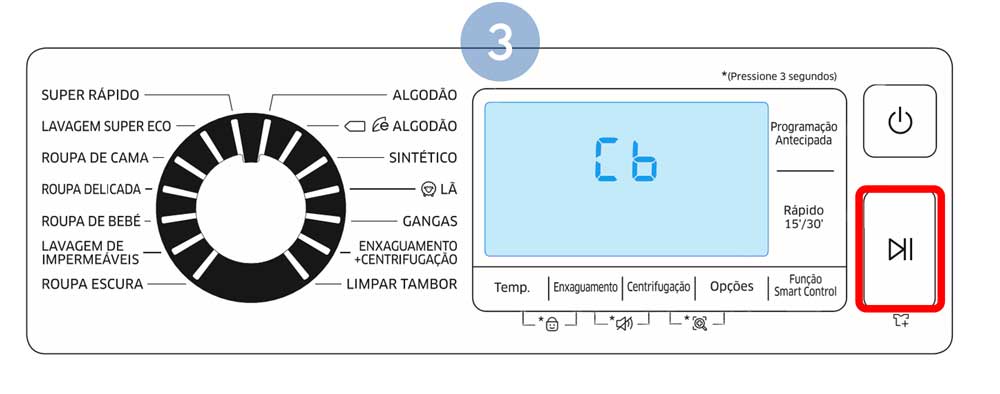 Carregue em Iniciar/Pausa para executar o ciclo de Calibração