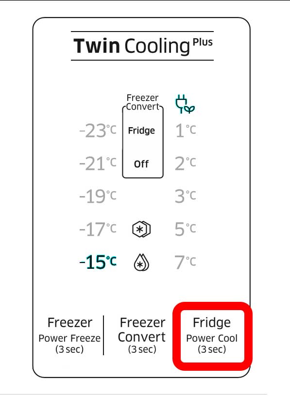 Para desactivar o modo Vacation (Férias), carregue novamente em Fridge (Frigorífico)