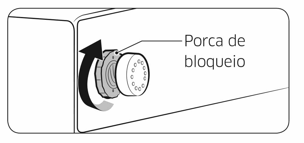 Quando tiver ajustado a folga entre a porta e o frigorífico, rode a porca do regulador no sentido dos ponteiros do relógio para bloquear o regulador