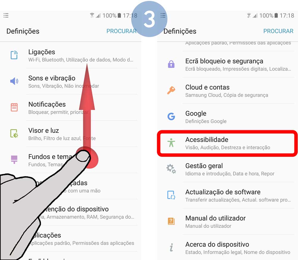 Percorra e selecione Acessibilidade