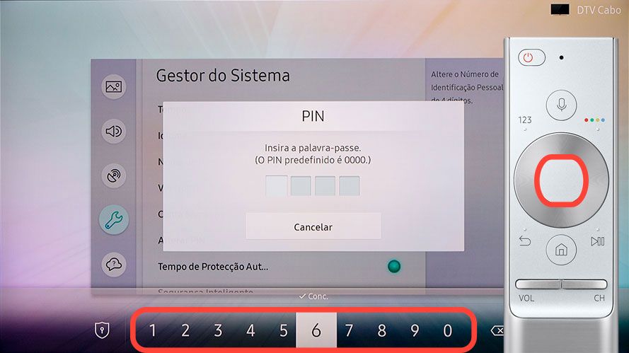 Introduza o código PIN atual