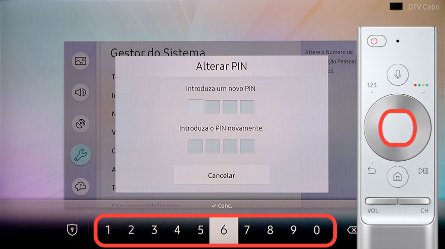 Introduza o novo código PIN