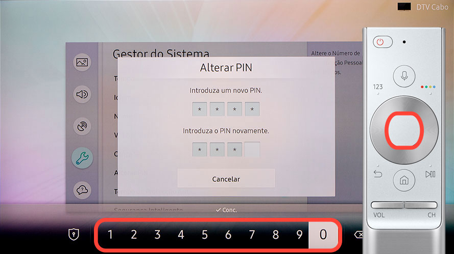 Confirme o novo código PIN