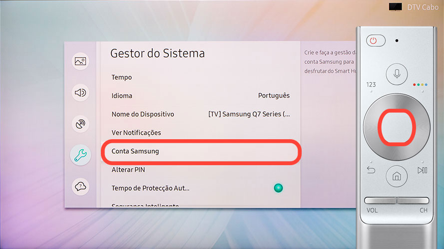 Selecione "Conta Samsung"