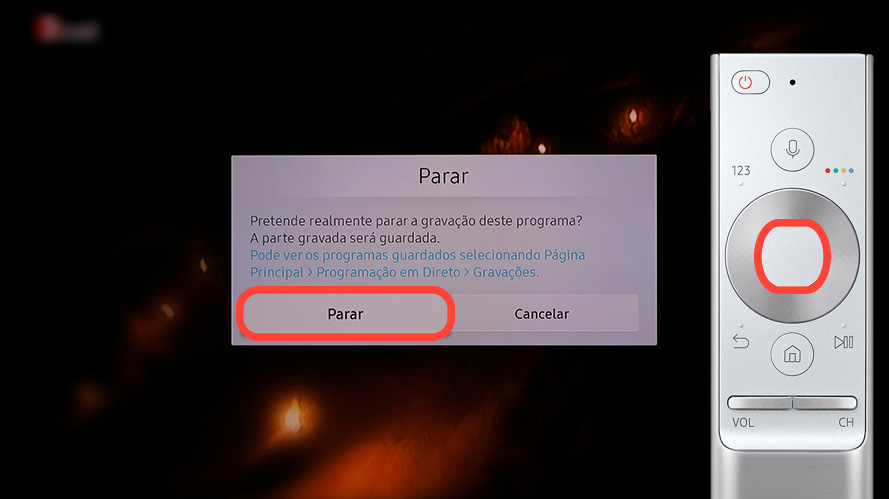 Selecione "Parar"