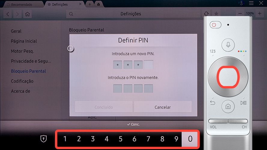 Introduza novamente o PIN definido