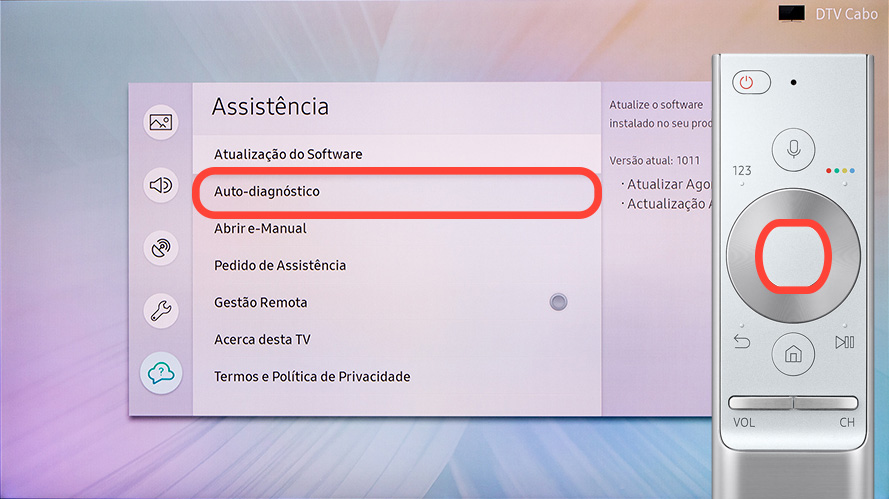 Percorra e selecione Auto-diagnóstico