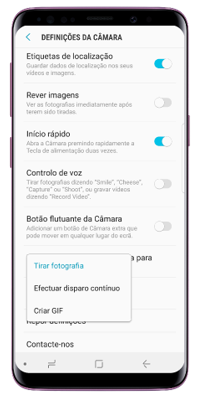 Selecione uma ação