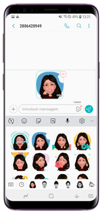 Selecione um Emoji dos autocolantes O meu Emoji
