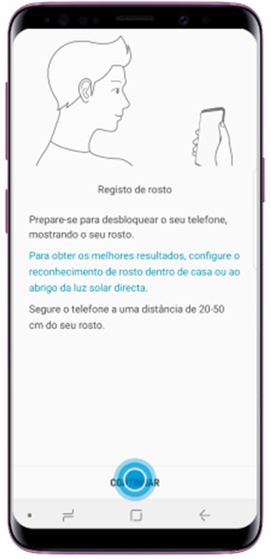 Registe o seu rosto e íris seguindo as instruções