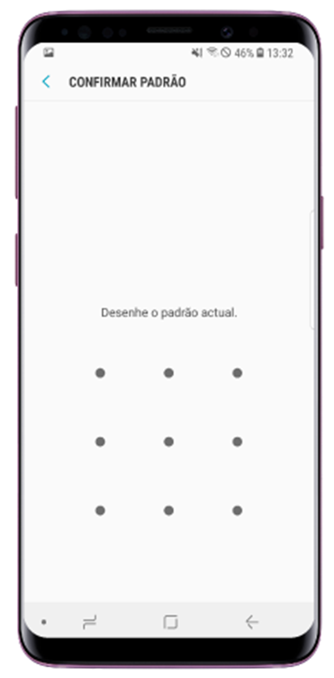 defina um padrão, PIN ou palavra-passe