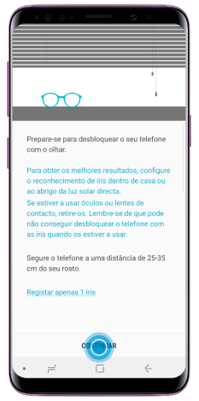 Leia as instruções no ecrã e toque em Continuar