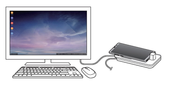 Como ligo o Samsung DeX a um dispositivo?
