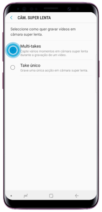 Selecione Multi-take ou Single-take