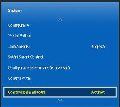 Configurarea Control prin mişcări