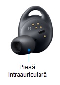 Detaşaţi uşor materialul de pe piesa intraauriculară