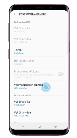 Dodirnite „Super usporen snimak“