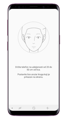 Postavite lice unutar kruga koji je prikazan na ekranu