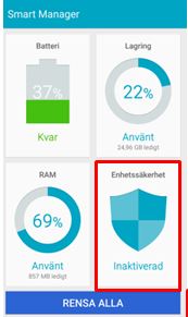 Tryck på "Enhetssäkerhet"