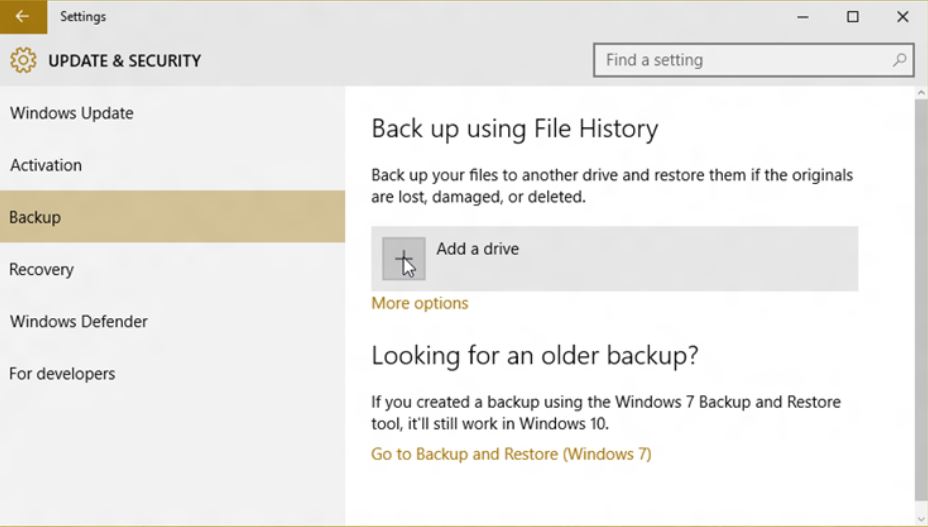 Choose an external drive or network location for your backups