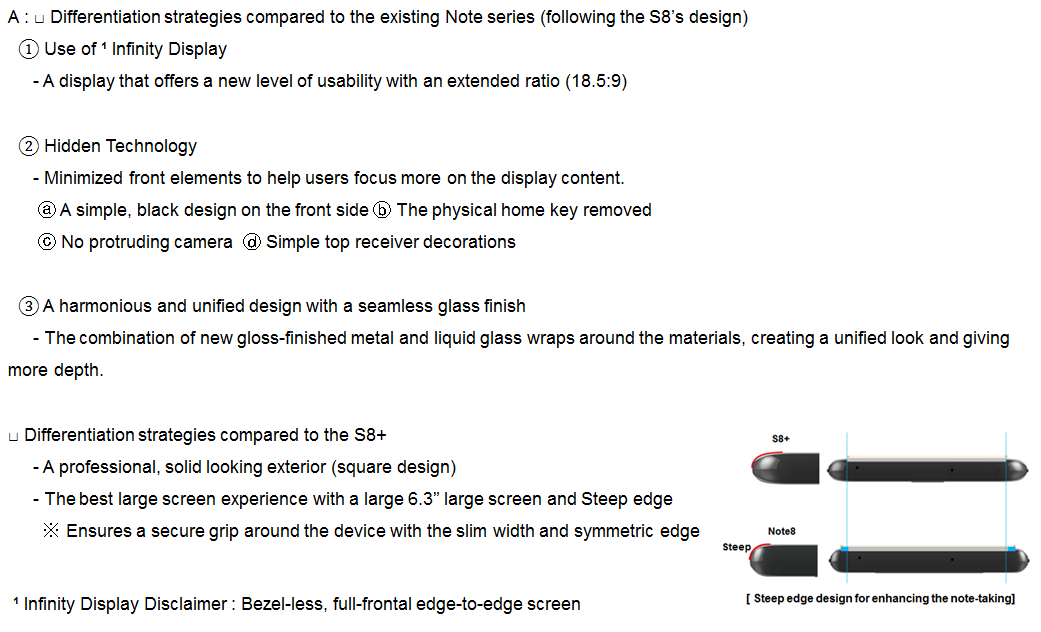 Note8 differentiation strategies from the Note specifically?