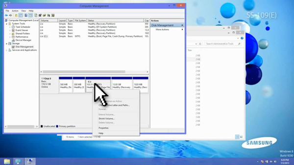 Window 8: Select Disk Management Window 8: Select Disk Management