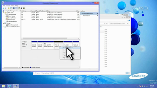 Window 8: Select New Simple Volume Window 8: Select New Simple Volume