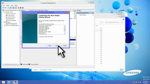 Window 8: Complete partition setup Window 8: Complete partition setup