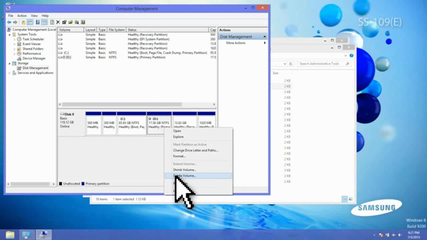 Window 8: Select Delete Volume Window 8: Select Delete Volume