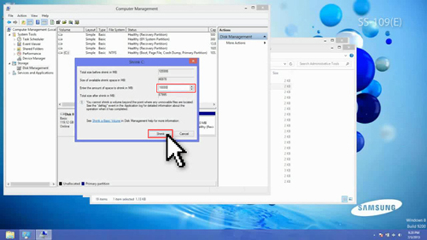 Window 8: Select Extend Volume Window 8: Select Extend Volume