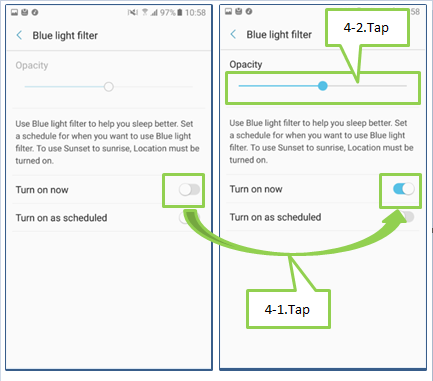 To activate the Blue Light Filter