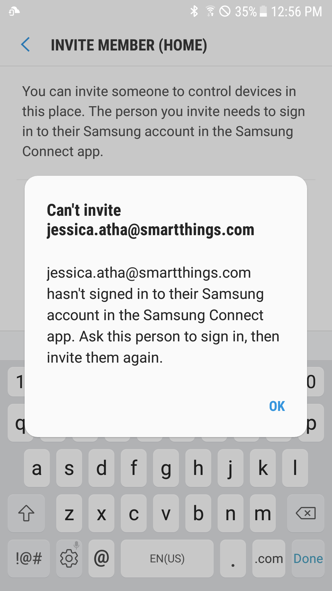 Error during invitation