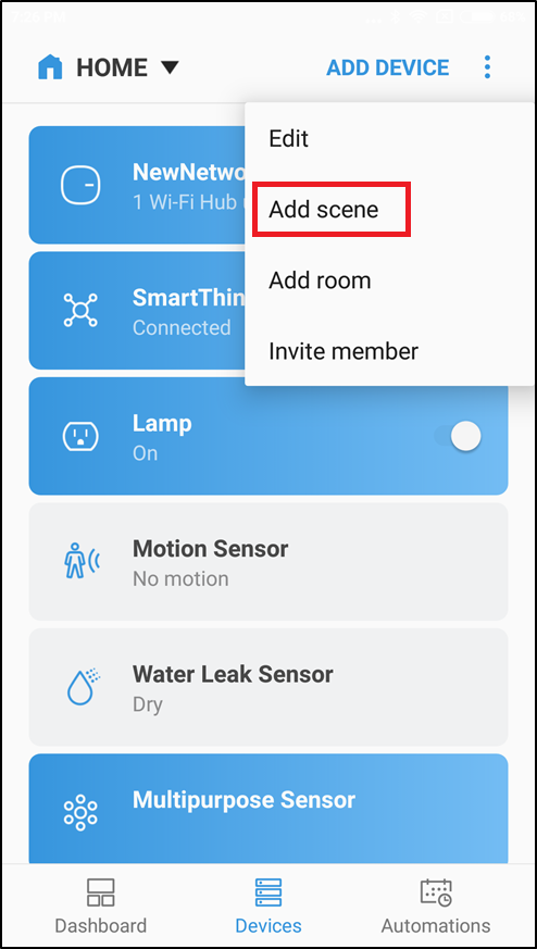 Tap Add Scene