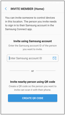 Enter Samsung Account ID and send the invitation