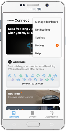 Tap the three vertical dots in Home screen
