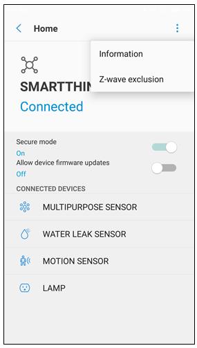 Select Z-Wave exclusion