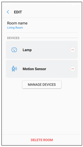 Manage devices or delete room